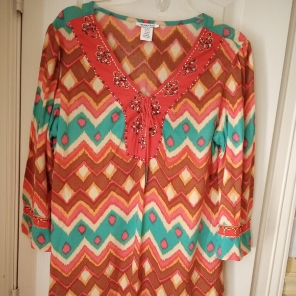Krista Lee Beads Embellished Neckline Top - Picture 1 of 7